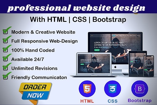 Design website using html css bootstrap by Muntacir | Fiverr
