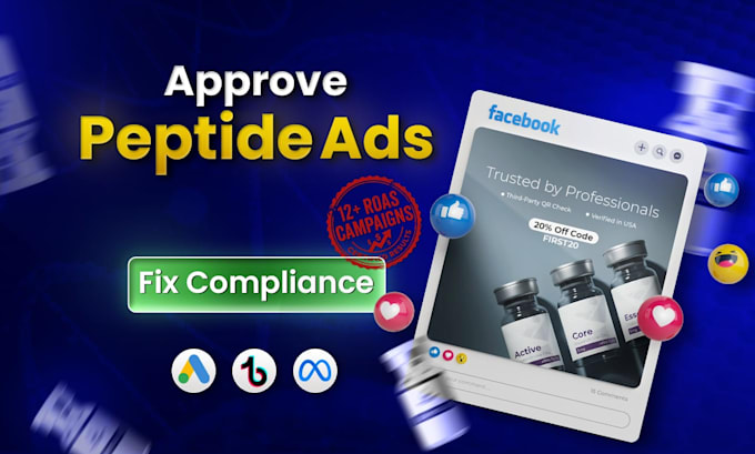 approve peptide ads, 12x roas peptide marketing on facebook, google, tiktok ads