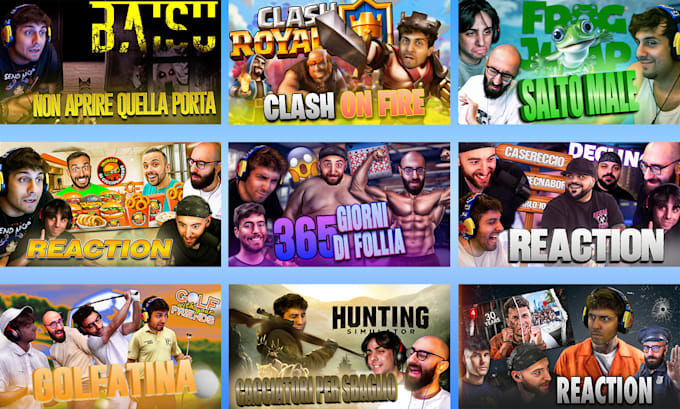 design youtube thumbnails of gaming, lifestyle, fc26 etc