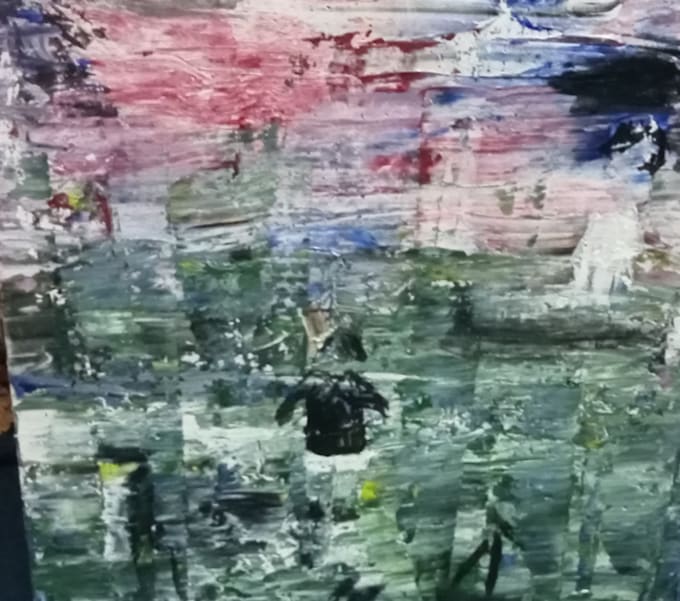 draw handmade abstract painting on canvas