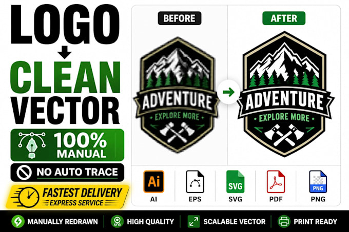 recreate blurry logo into clean vector manually