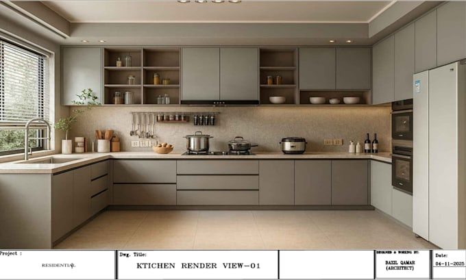 do 3d and 2d elegance  kitchen designs