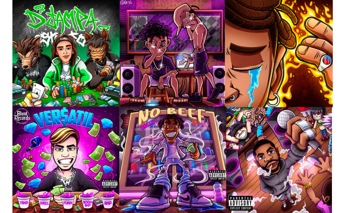 Fai la copertina dell'album hip hop, rap, tipo beat o copertina del fumetto