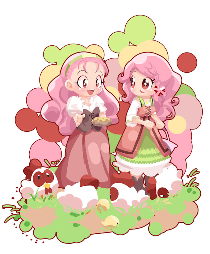 very cute and very colorful chibi