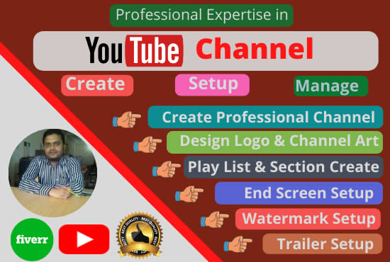 create and setup youtube channel with logo, art and optimize
