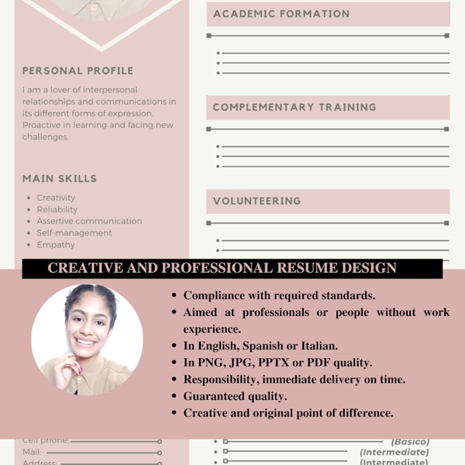 design your original and creative CV for an optimal personal presentation