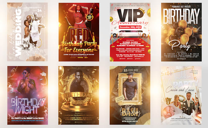 design birthday wedding and anniversary flyers