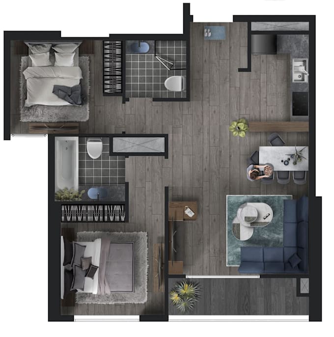 create 3d floor plan and interior design