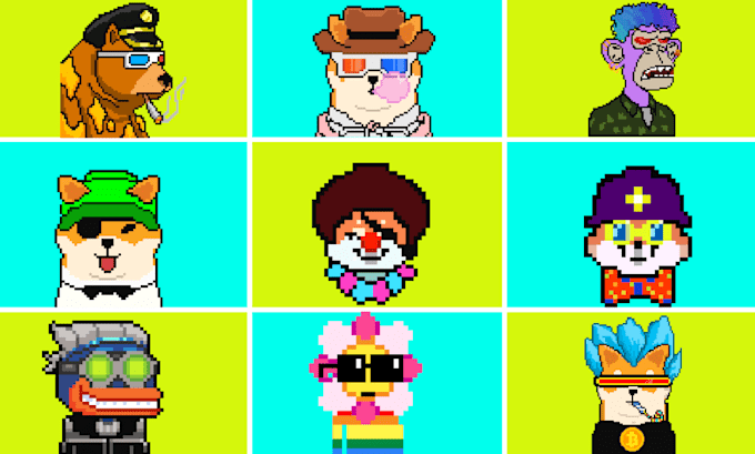 create you nft pixel art collection and animation
