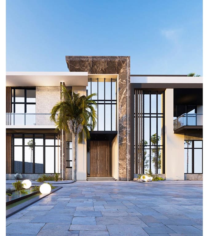 design 3d rendering villa