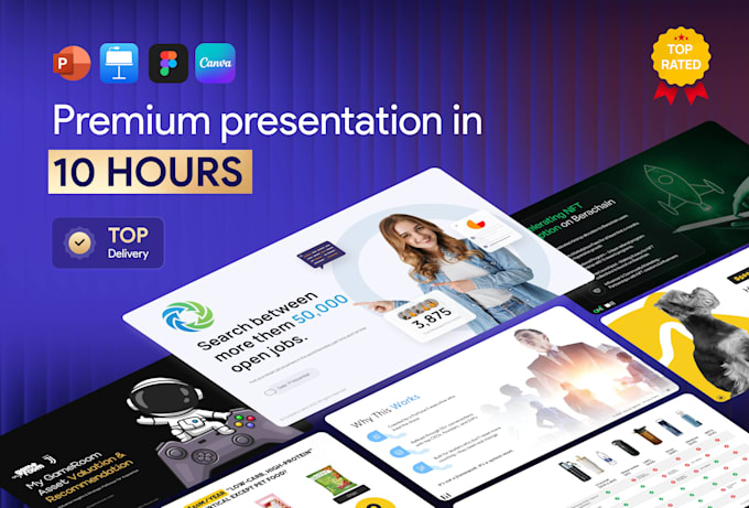 design a powerpoint, figma, google slides, or canva presentation