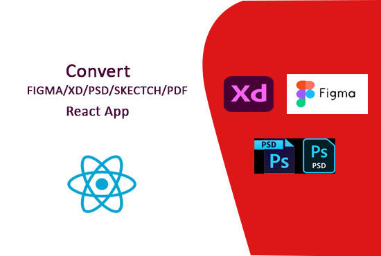 convert figma,xd,psd, sketch to react responsive app
