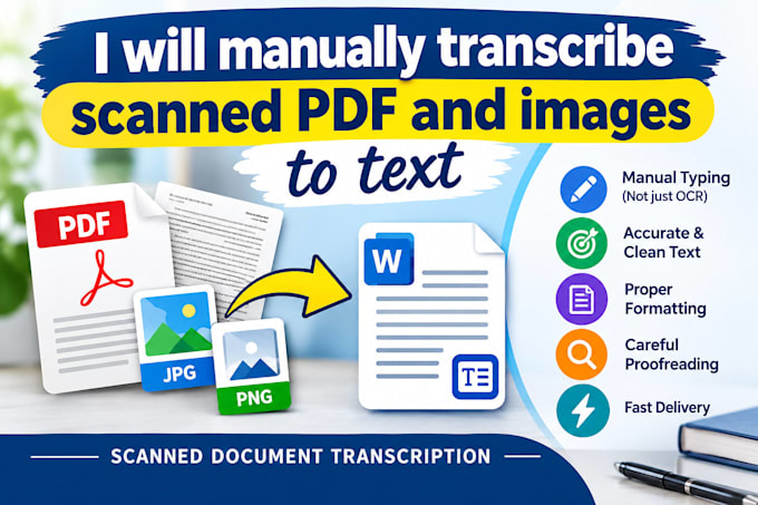 manually transcribe scanned PDF and images to text in 24 hours