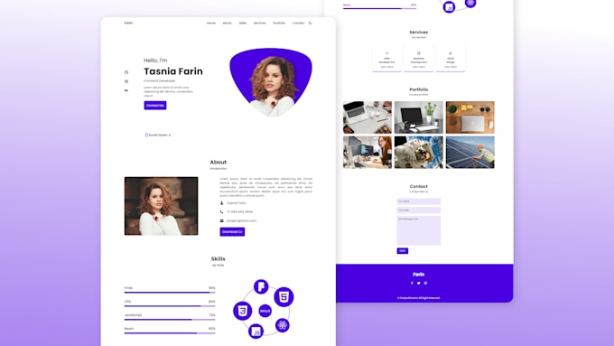 Create a responsive portfolio website using react html css, js by ...