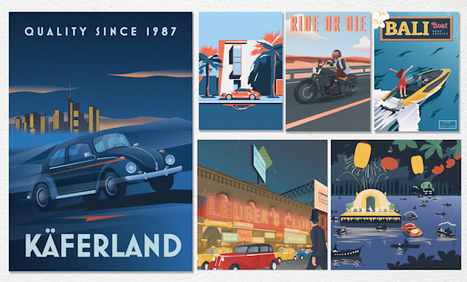 create vintage, retro, art deco or vector art poster