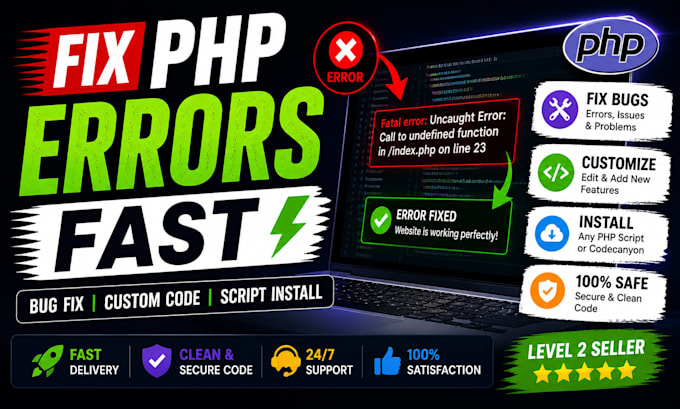 fix php errors, customize or install php script on your website
