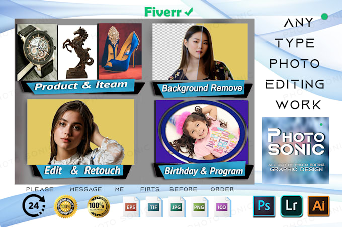 photo editing any type of image retouch, graphic design work