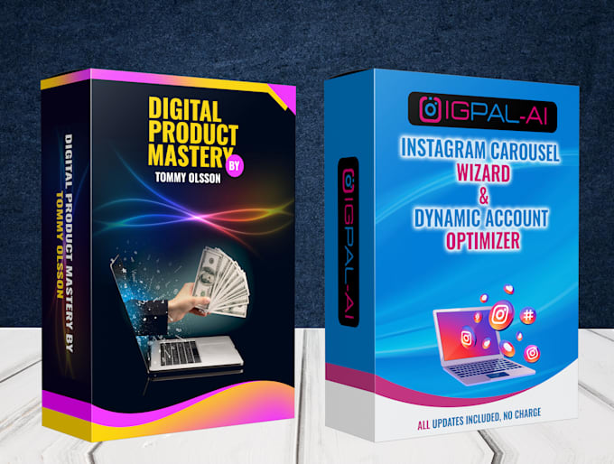 design digital product 3d box mockup and software box mockup