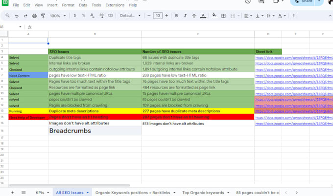 provide SEO audit reports and competitor website analysis sheets