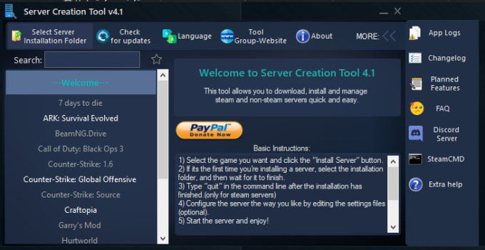 Server Creation Tool screenshot