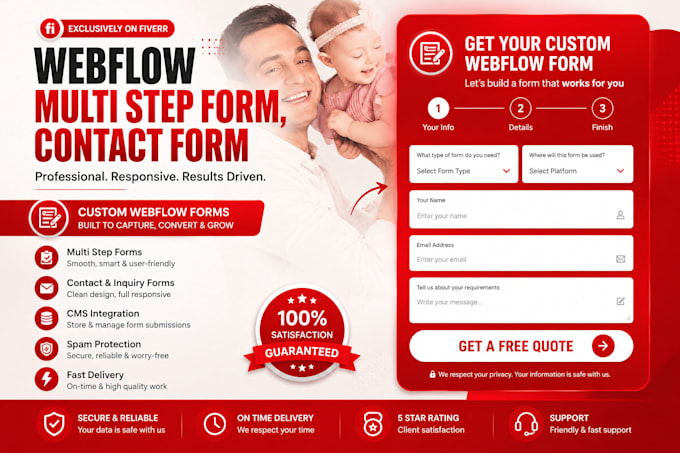 create and customize webflow multi step form, contact form