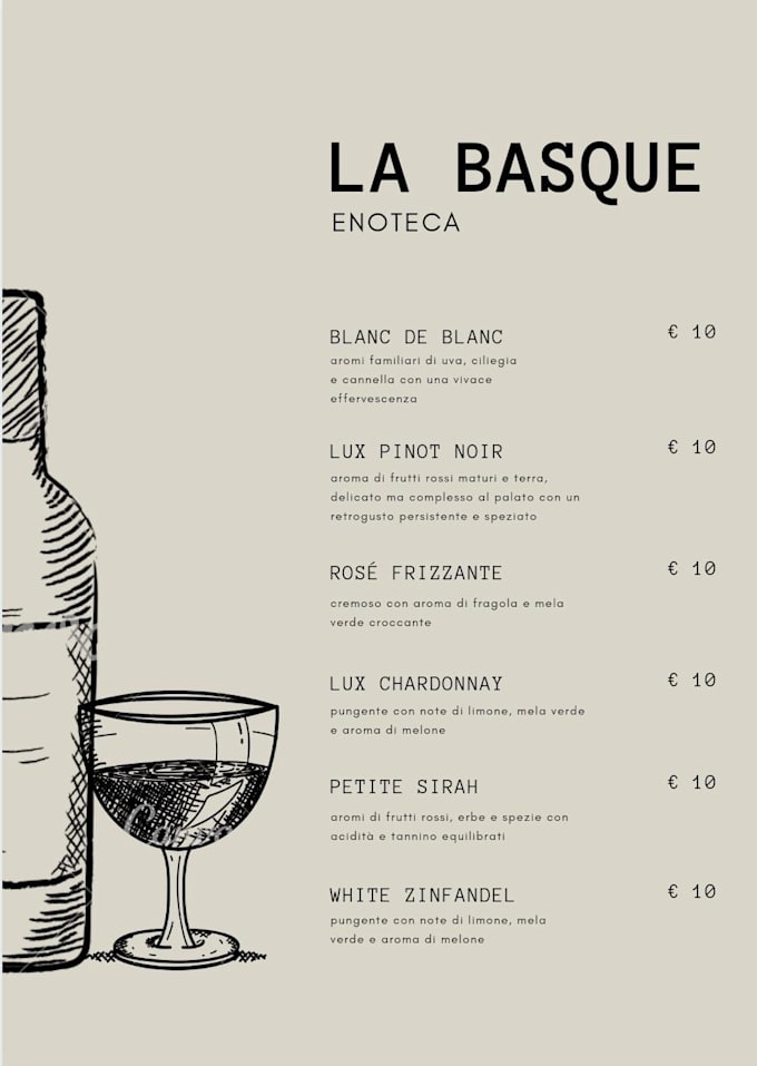 pregettazione di un menu