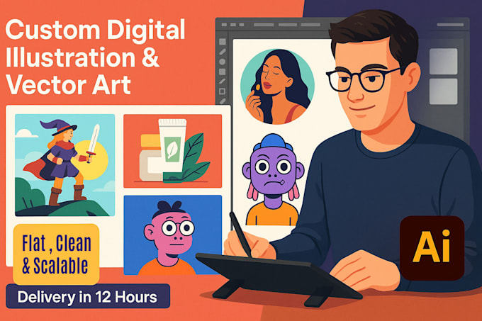 create custom digital illustrations and vector art