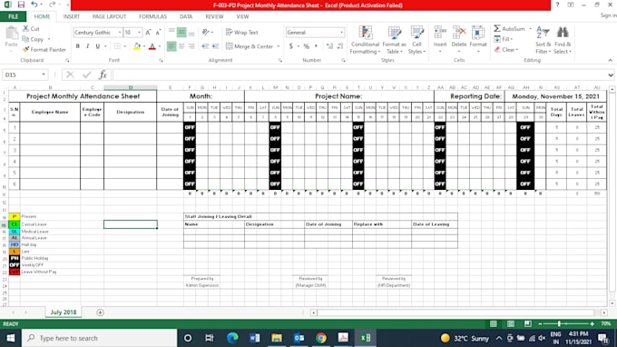 Project management forms format preventive maintenance schedule by