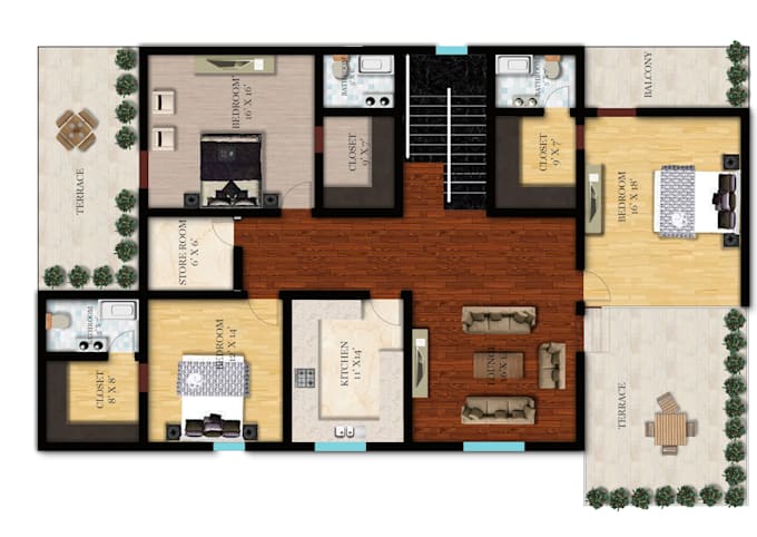 render floor plans and elevations in photoshop