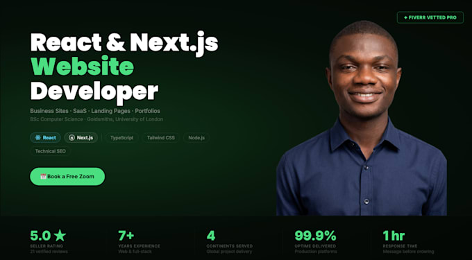 build a custom react or nextjs website full stack with SEO