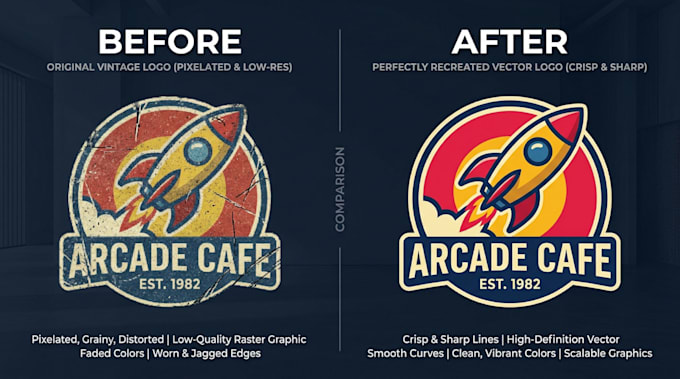 manually vector trace, redraw, recreate logo to ai, eps, svg ,png, psd,