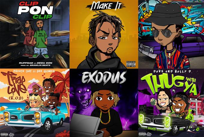 Draw your cartoon album cover art, cartoon mixtape cover art by  Albumcoverarts | Fiverr