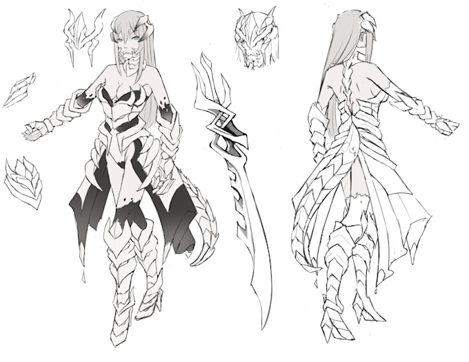 Draw anime character design sheet for games ocs vtuber webtoon by