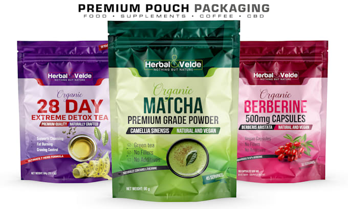 design premium pouch packaging for food, supplements and cbd