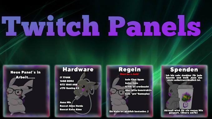 create twitch overlays,screen packs and panel