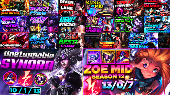 design high CTR league of legends thumbnails