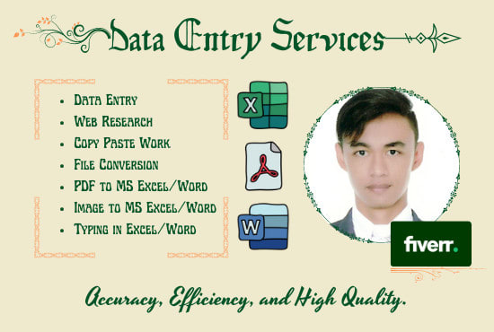 do data entry, copy paste, and excel to PDF