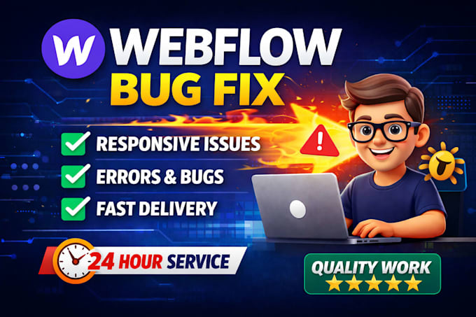 fix webflow bugs, errors and responsive issues