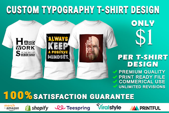Do custom typography t shirt design for you by Haadi11 | Fiverr