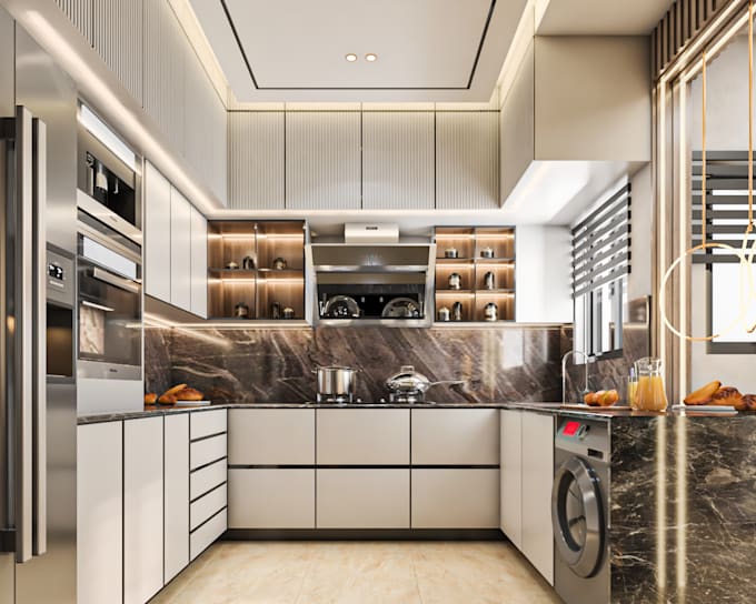 design kitchen with realistic renders with 3ds max