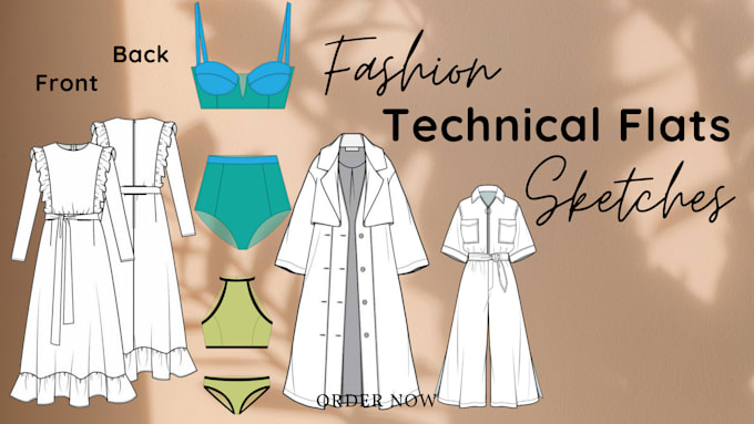 make professional fashion tech packs and technical drawings