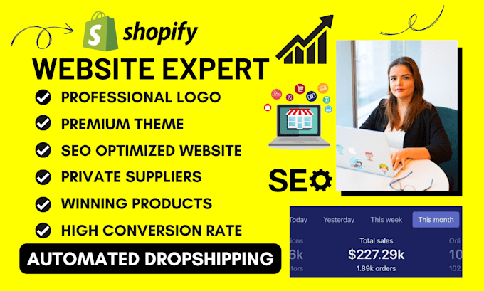 Best Price! I will create converting shopify website for shopify store, shopify website development  for $80