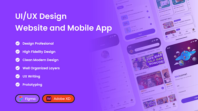 design UI UX design for website and mobile app using figma