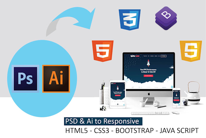 Convert psd and ai to html and css by Anus2020 | Fiverr