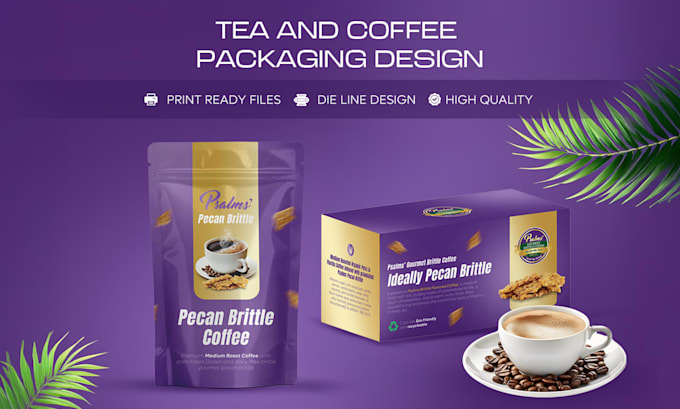 design premium coffee and tea boxes label and pouch packaging