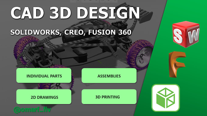 Design 3d mechanical cad models and drawings on solidworks, creo and ...