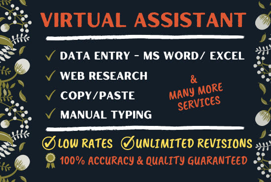 be your virtual assistant for data entry, personal and admin support
