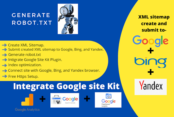 create and submit XML sitemap robot txt and integrate webmaster tool