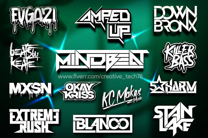 do music band brand custom dj hip hop rock and any text style business logo