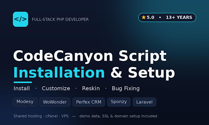 install customize reskin and fix any php codecanyon script